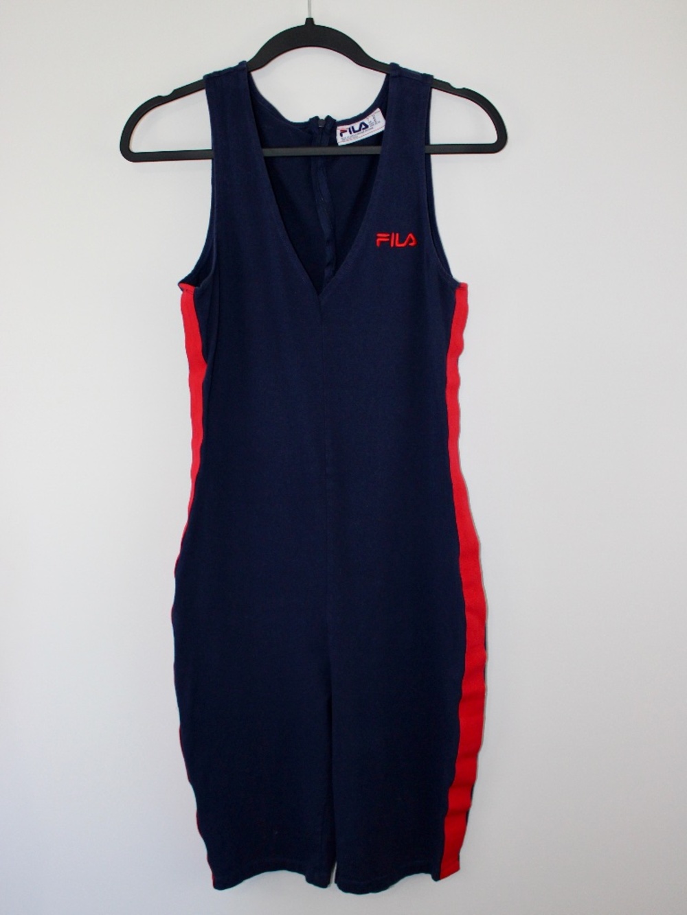 Vintage Fila Navy Red Stripe Sleeveless Unitard Bodysuit XL